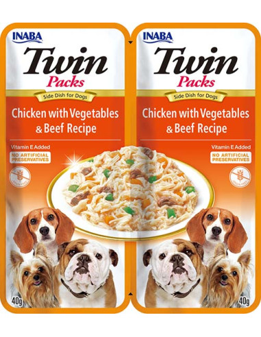 Inaba Dog Twin Packs - Kurczak, warzywa, wołowina 80g