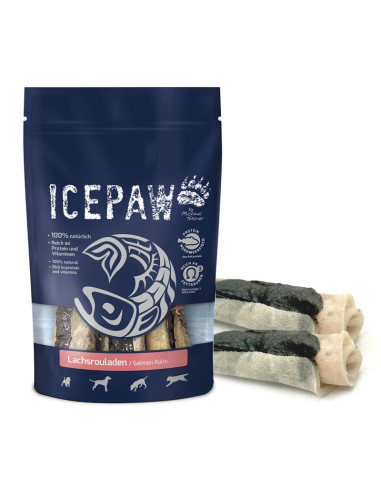 IcePaw Lachsrouladen 3 roladki do żucia dla psów 200g