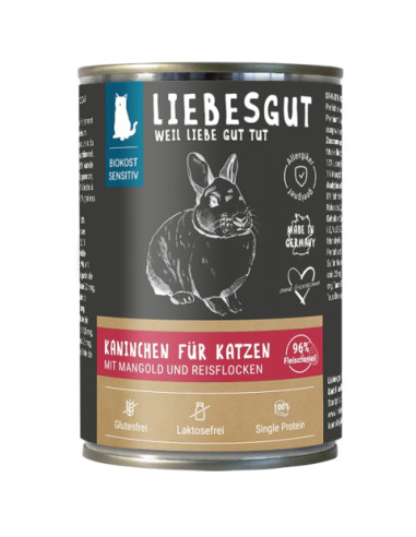 LIEBESGUT Wild Kaninchen – Dziki królik z botwinką ekologiczna (400g)