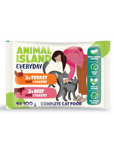 Animal Island Everyday 4 pack Pate - Wołowina, indyk 4 x 100g