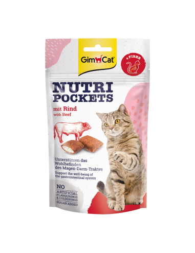 GimCat Nutri Pockets Fiber z wołowiną 60g