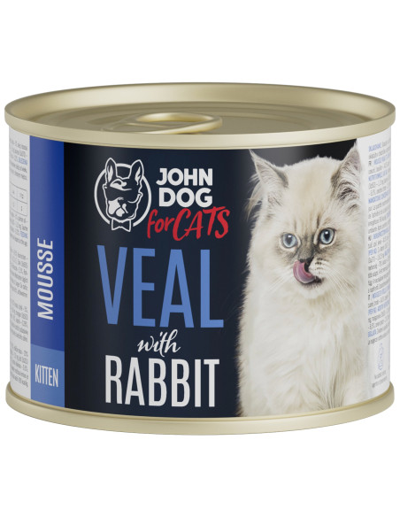 John Dog for Cats Mus Kitten - Cielęcina i królik 200g