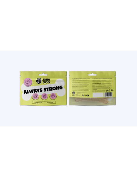 John Dog Always Strong - Kość do żucia z gęsią 12 cm
