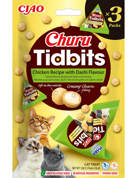 Inaba Churu Tidbits -   Chicken Recipe with Dashi Flavor 3x12g