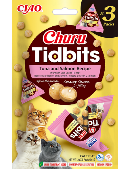 Inaba Churu Tidbits -  Tuna and Salmon Recipe 3x12g