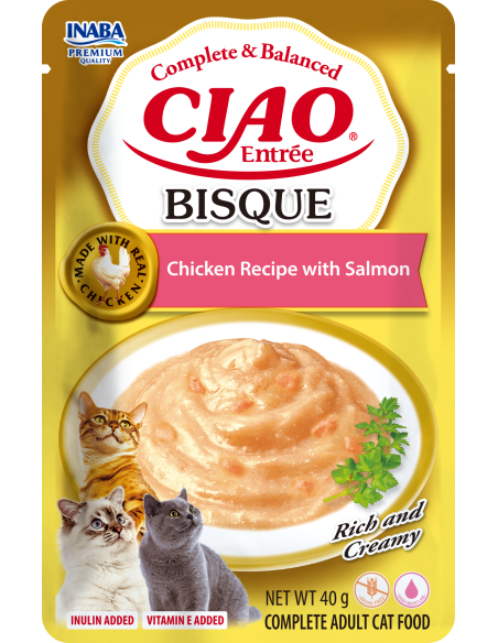 Inaba Cat Ciao Entrée Bisque - Chicken Recipe with Salmon 40g