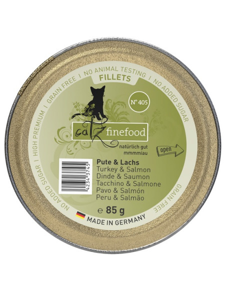Catz Finefood Filety N.405 Indyk Kurczak Łosoś tacka 85g