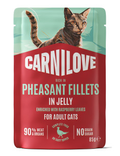 Carnilove Cat Jelly Pheasant - Bażant z liśćmi malin w...