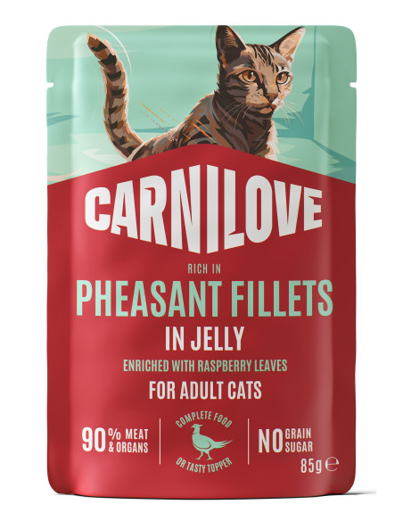 Carnilove Cat Jelly Pheasant - Bażant z liśćmi malin w galaretce 85g