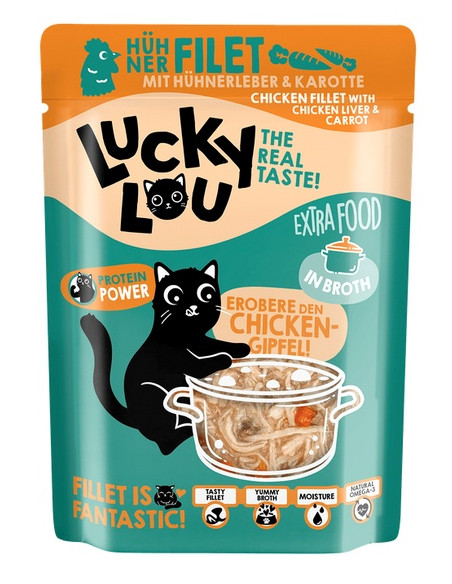 Lucky Lou Extrafood Kurczak i wątróbka z kurczaka w bulionie 70g